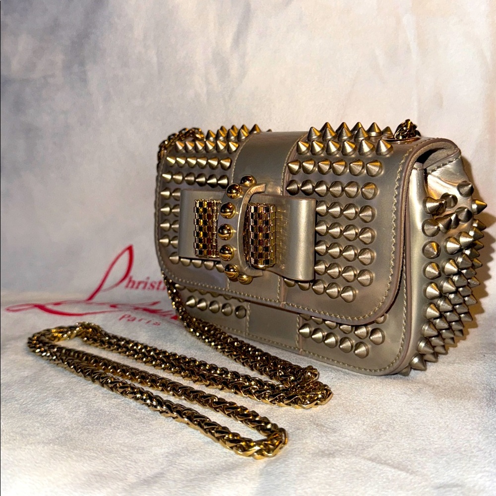 Christian Louboutin Gold Studded Bag - Picture 3 of 16